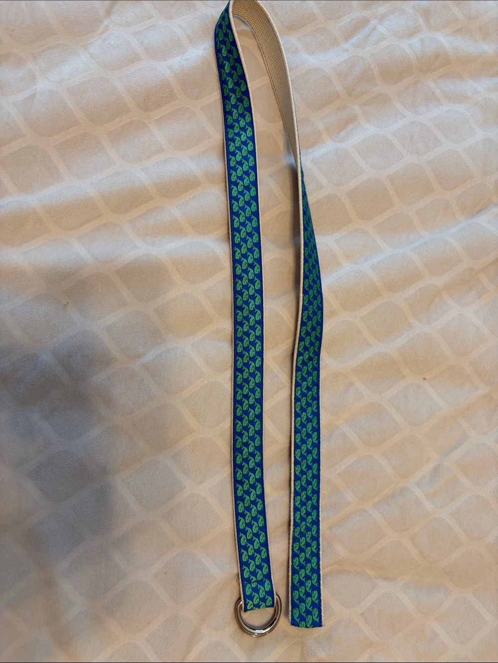 Blue and Green Whale Patterned Fabric Ring Belt - XL